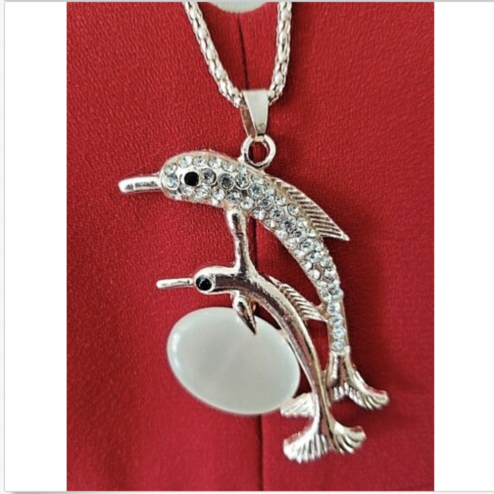 Fish Pendant Necklace 27" Rose Gold Finish cruise wear *